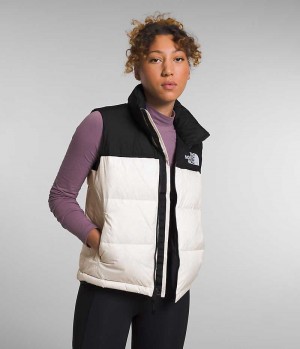 Gilet en Duvet The North Face 1996 Retro Nuptse Femme Blanche Noir | PARIS KJBDR