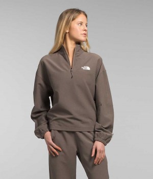 Sweatshirt The North Face Tekware™ Grid 1/4 Zip Femme Marron | FR YBQHD