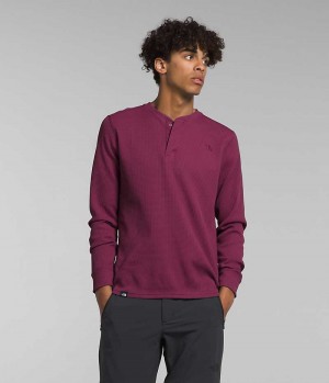 T-Shirt The North Face Canyon Fog Thermal Long Sleeve Henley Homme Fushia | FRANCE PMOLV