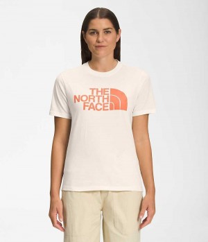 T-Shirt The North Face Corta Sleeve Half Dome Femme Blanche | PARIS ZHBKJ