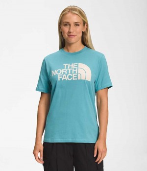 T-Shirt The North Face Corta Sleeve Half Dome Femme Turquoise | FR AOBGF