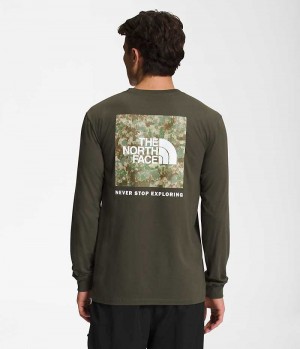 T-Shirt The North Face Long Sleeve Box NSE Homme Vert Olive | FRANCE KLNEU