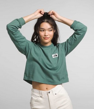 T-Shirt The North Face Long Sleeve Heritage Patch Femme Vert | PARIS KGAHB