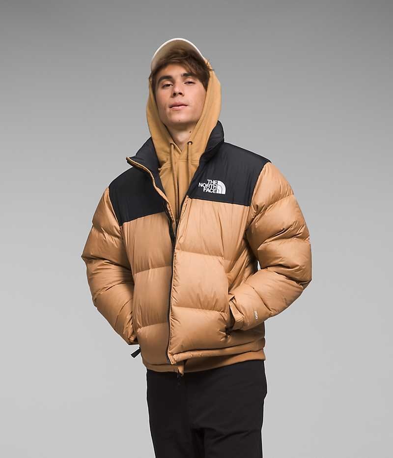 Doudoune The North Face 1996 Retro Nuptse Homme Beige Noir | FRANCE JFICW