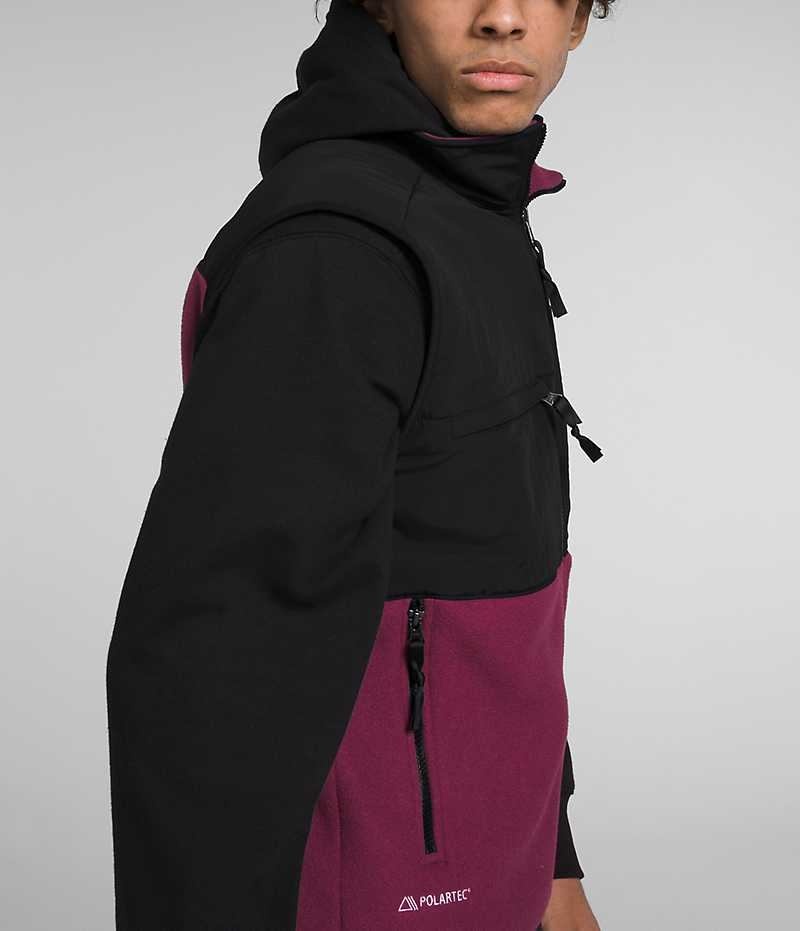 Gilet The North Face Denali Homme Fushia Noir | FRANCE OGWXL