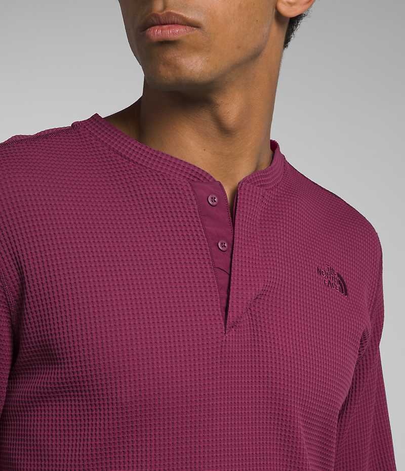 T-Shirt The North Face Canyon Fog Thermal Long Sleeve Henley Homme Fushia | FRANCE PMOLV