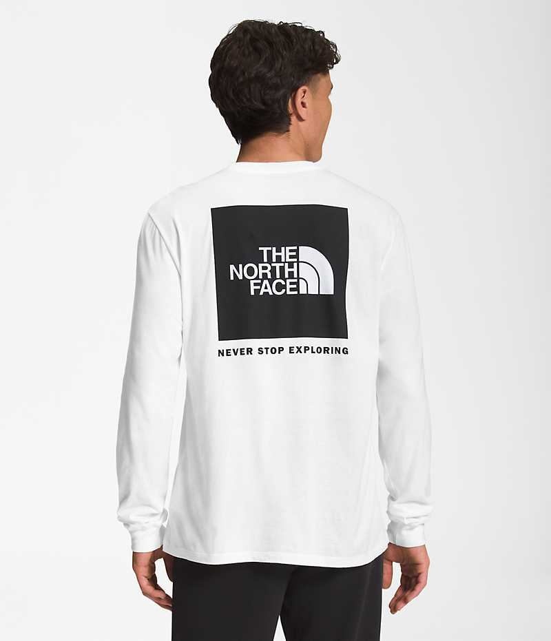 T-Shirt The North Face Long Sleeve Box NSE Homme Blanche | PARIS UHFMO