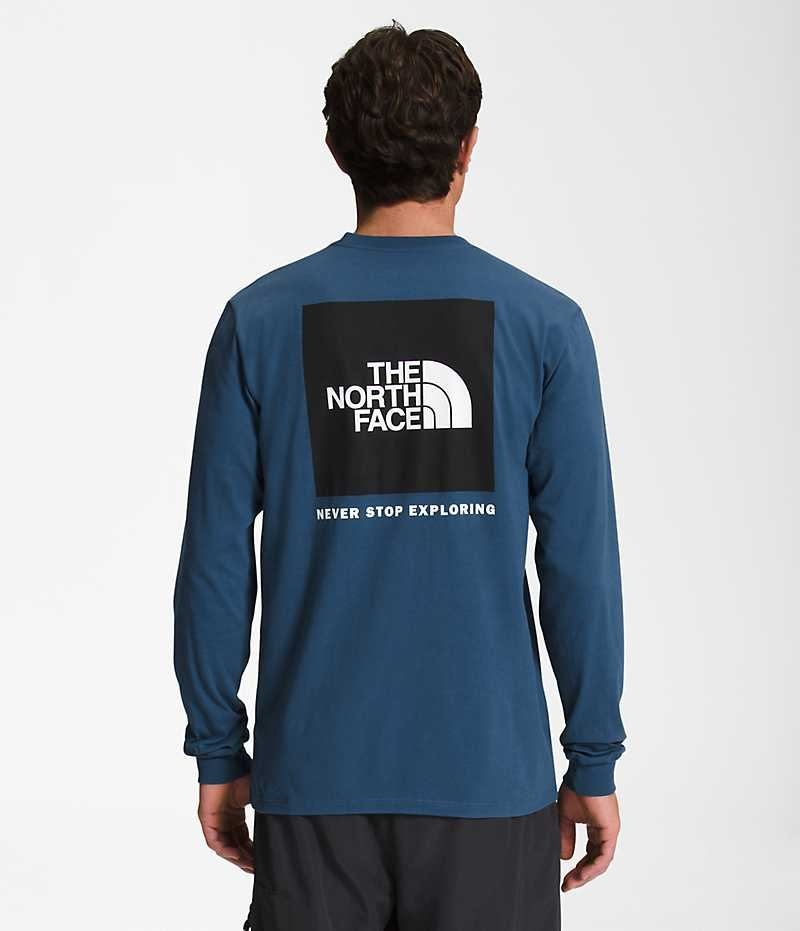 T-Shirt The North Face Long Sleeve Box NSE Homme Bleu | PARIS NUQOY