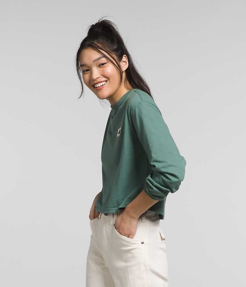 T-Shirt The North Face Long Sleeve Heritage Patch Femme Vert | PARIS KGAHB