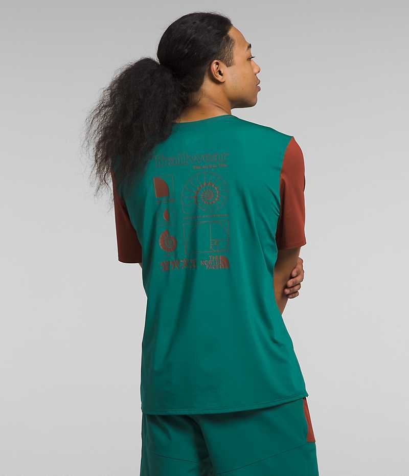 T-Shirt The North Face Trailwear Lost Coast Corta Sleeve Homme Marron Turquoise | FR ZCMGE