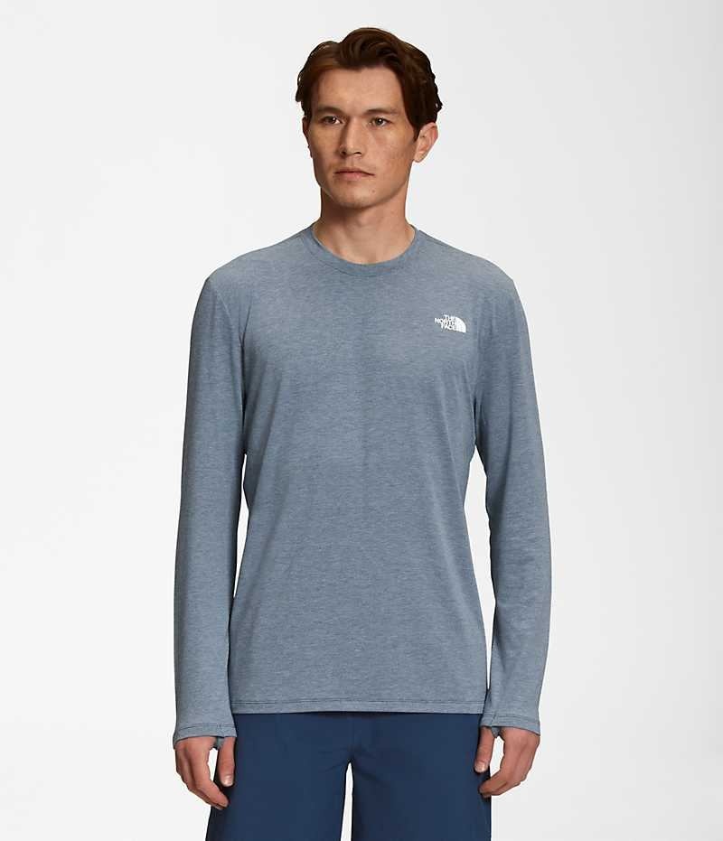 T-Shirt The North Face Wander Long Sleeve Homme Bleu | PARIS LMVBF