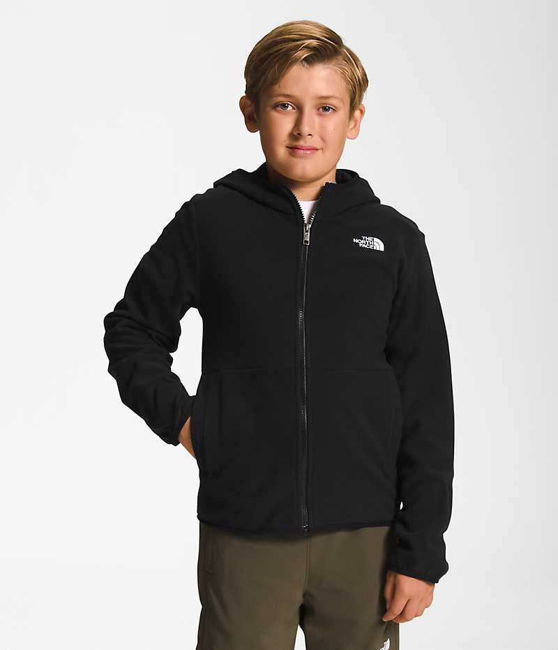 Vestes Polaires The North Face Glacier Full-Zip Encapuchonné Garcon Noir | FRANCE QVBSC